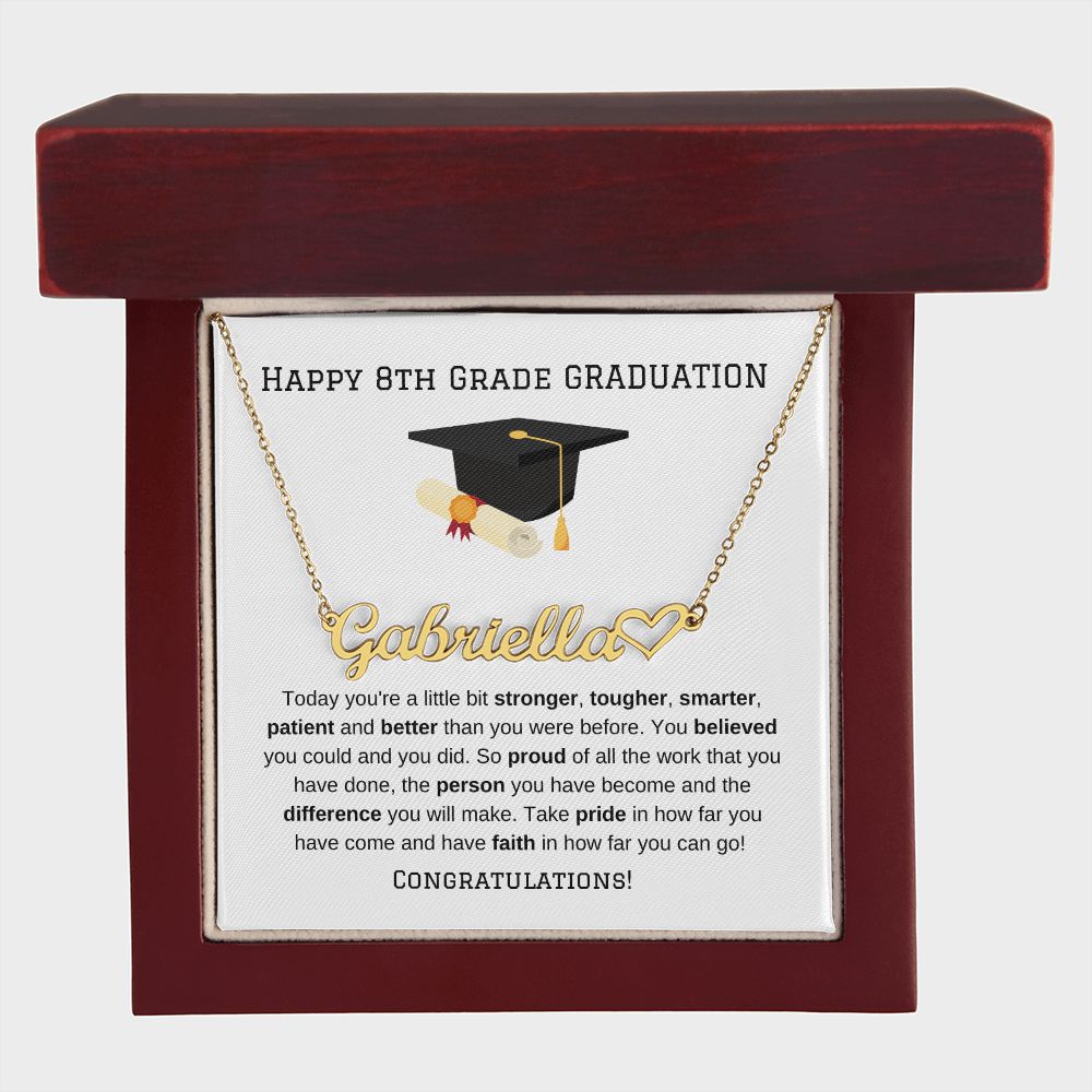 8th Grade Graduation Heart Name Necklace-FashionFinds4U