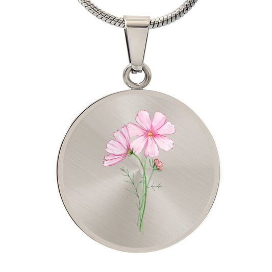 Personalized Birth Flower Necklace Gift- October Cosmos