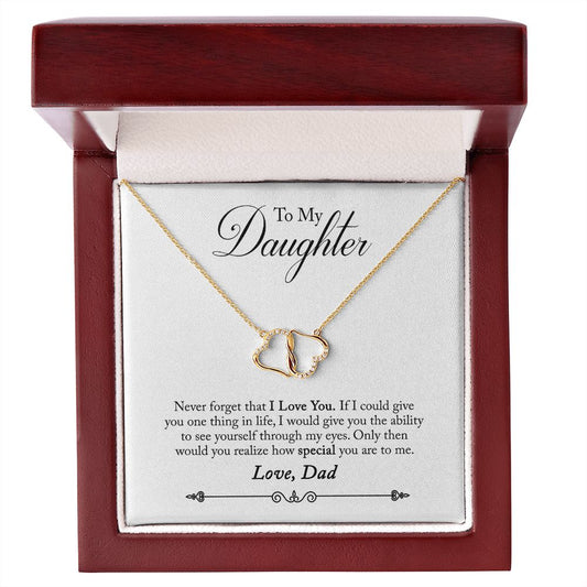 To Daughter from Dad 10K Gold Diamond Infinity Hearts Necklace-FashionFinds4U