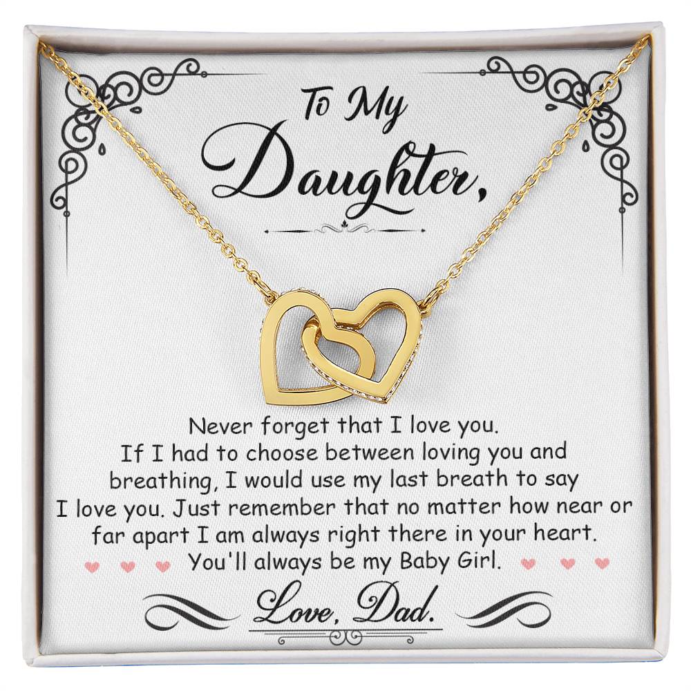 Daughter My Baby Girl  Interlocking Hearts Necklace