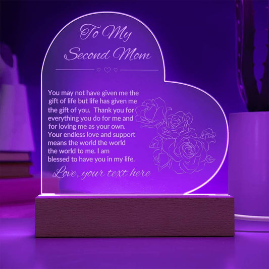 To My Second Mom Engraved Acrylic Plaque Gift