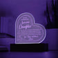 To My Daughter - LED Lighted  Engraved Heart Plaque