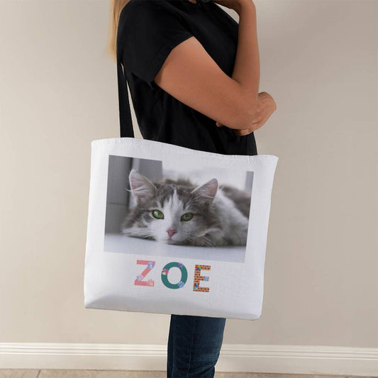 Personalized Cat Photo Name Tote Bag
