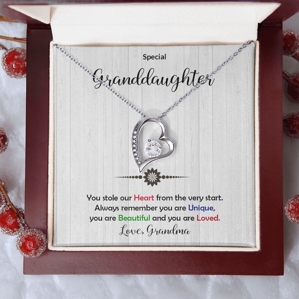 Granddaughter -Beautiful and Loved - Forever Love Heart Necklace-FashionFinds4U