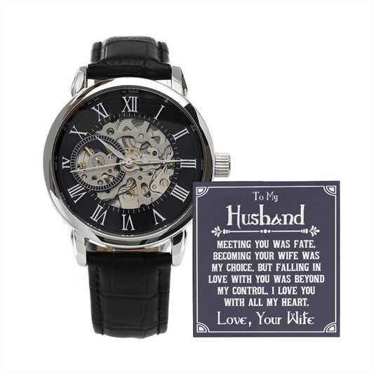 Husband Fate Men's Openwork Watch with Lighted Gift Box-FashionFinds4U