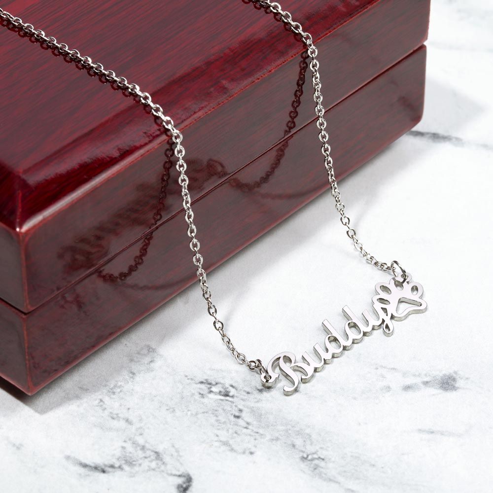 Personalized Dog Mom Paw Print Name Necklace-FashionFinds4U