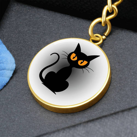 Halloween Black Cat Circle Necklace