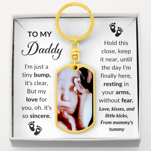 To My Daddy Ultrasound Sonogram Picture Engraved Keyring-FashionFinds4U