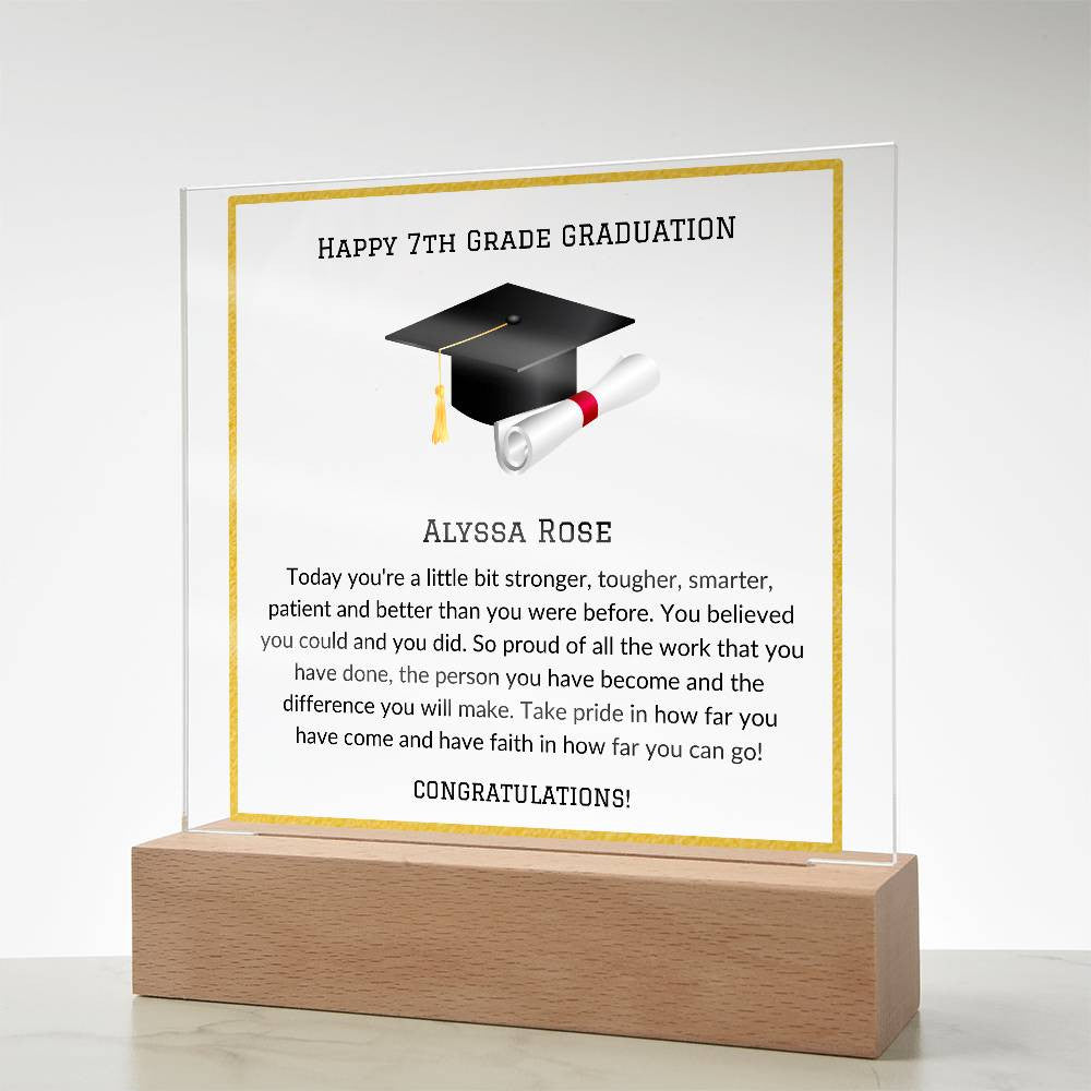 Middle School Graduation Lighted Acrylic Plaque
