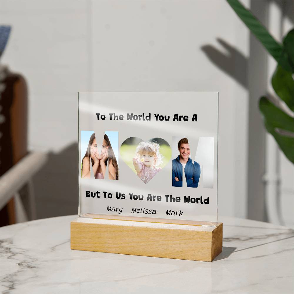 Mom Photo Acrylic Plaque with Kids Names