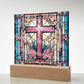 Holy Cross Stained Glass Look Lighted Acrylic Plaque Gift