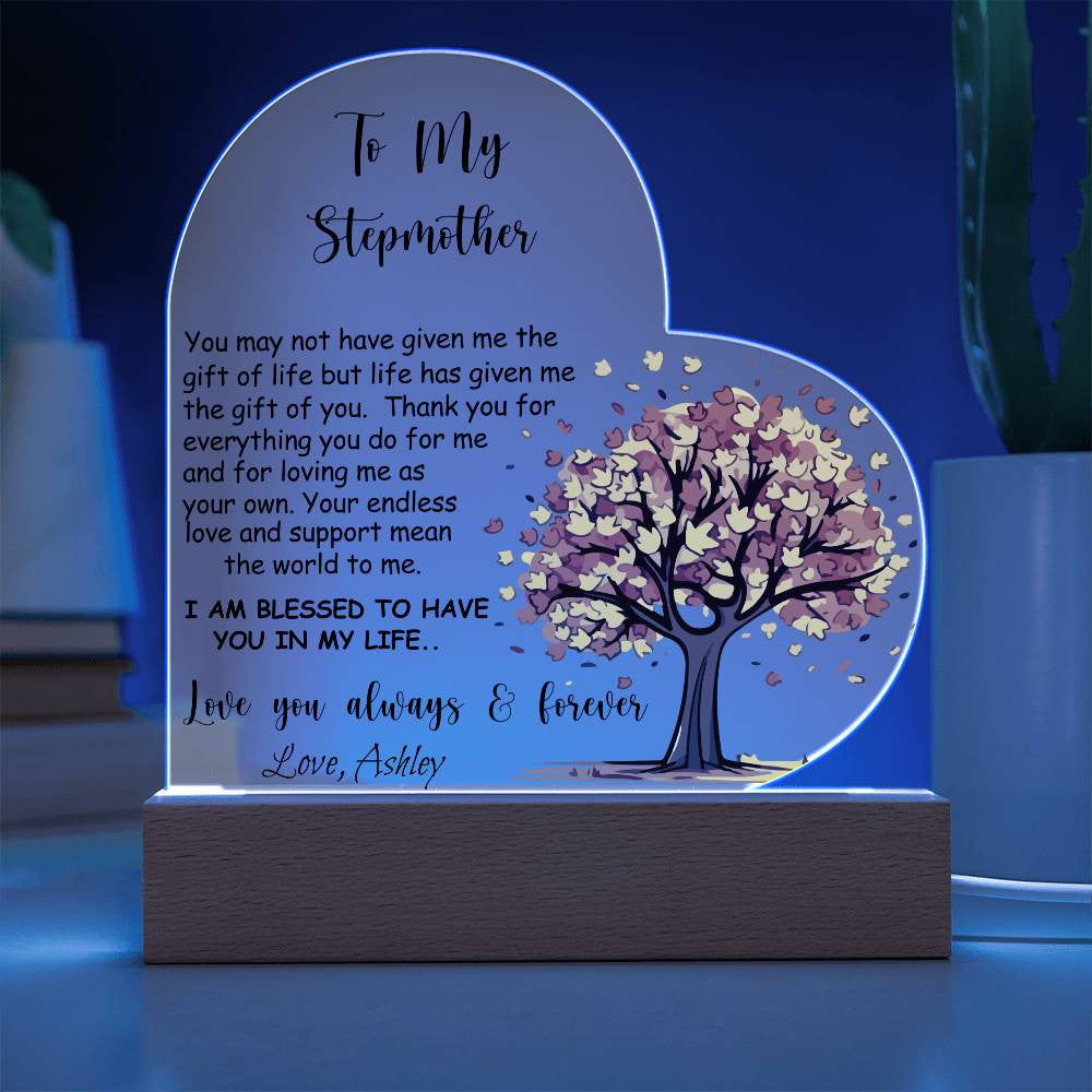 Stepmother Acrylic Heart Plaque Gift