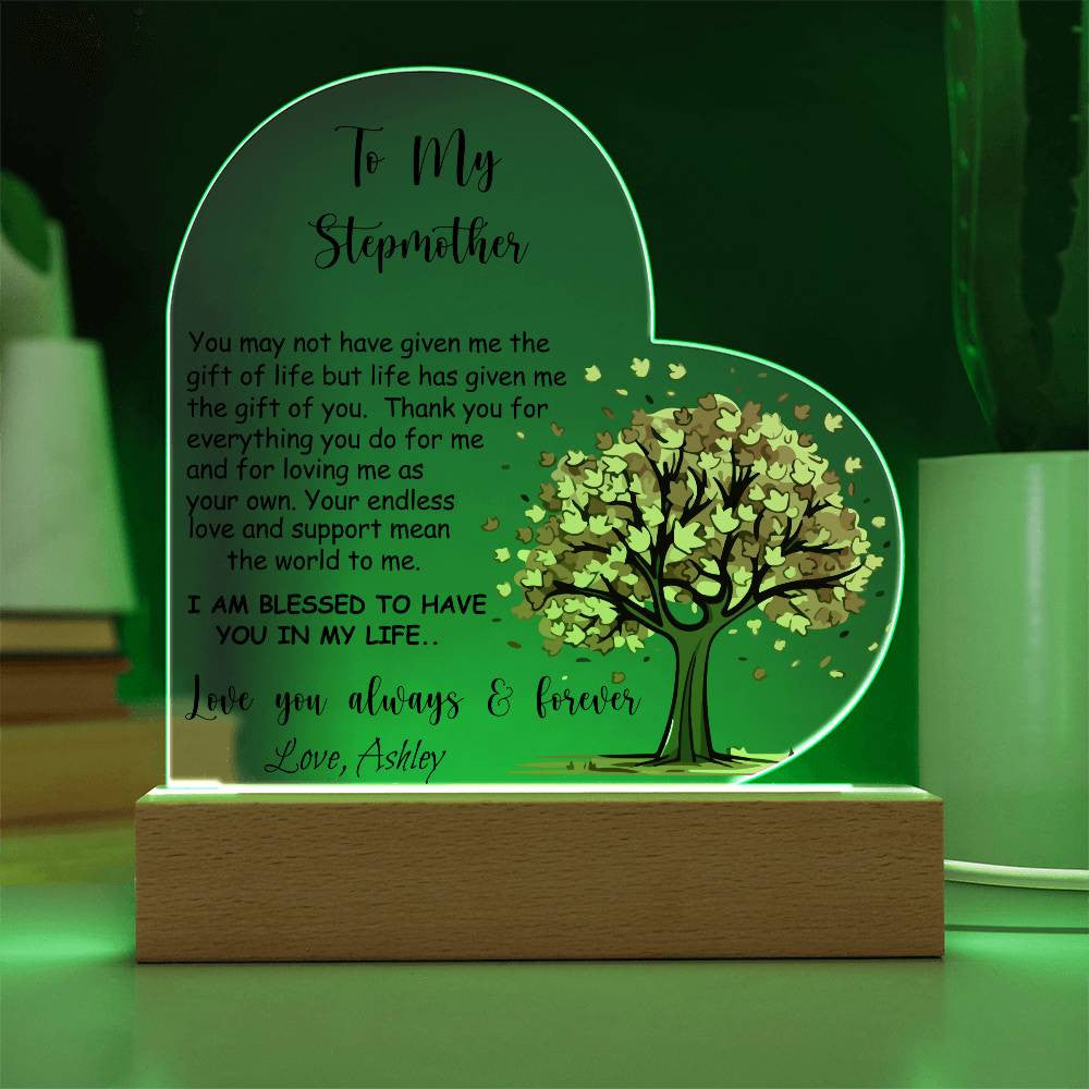 Stepmother Acrylic Heart Plaque Gift