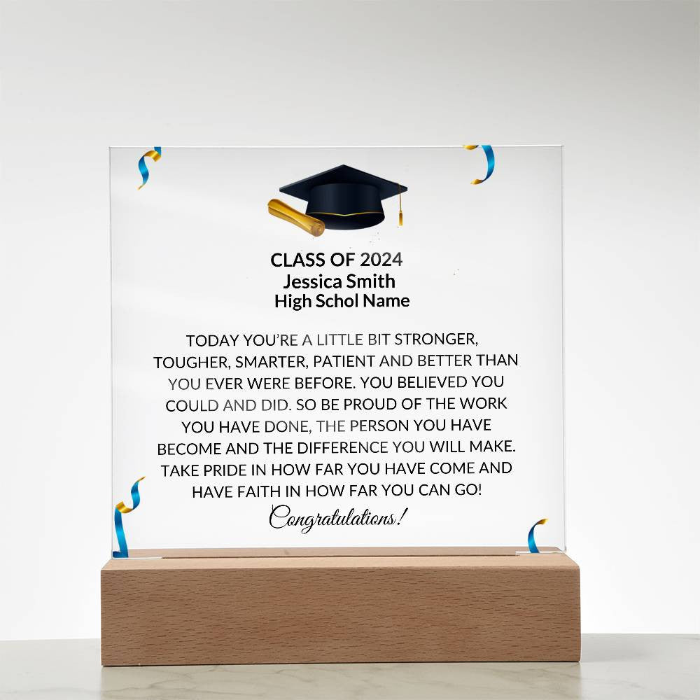 High School Graduation Gifts, Class of 2024 Gift, High School Graduate, Customizable Acrylic Plaque, High School Grad, Graduation Decor,  Personalized Grad, Gift for Graduate