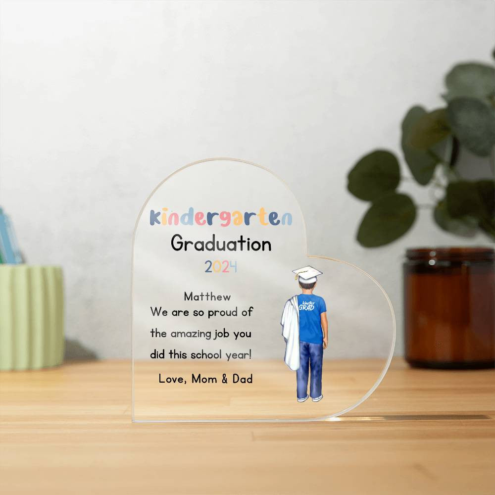 Personalized Kindergarten Graduation Heart Plaque Gift