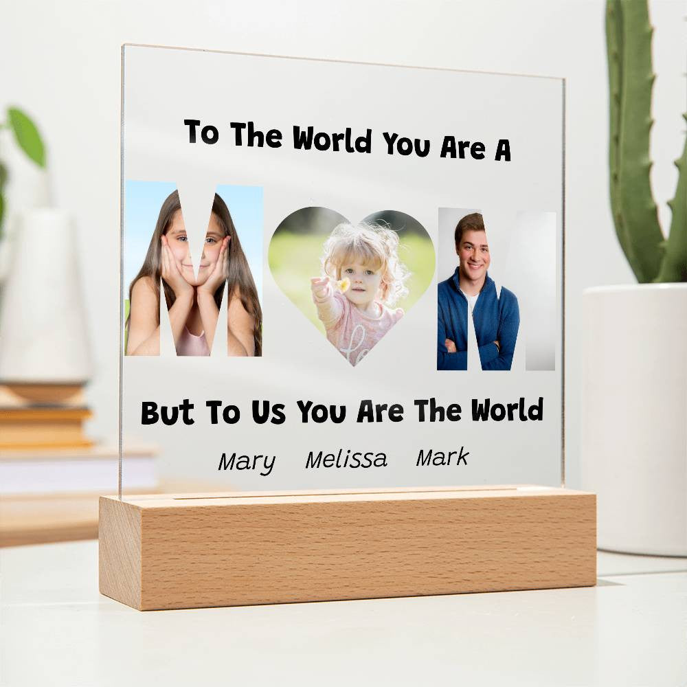 Mom Photo Acrylic Plaque with Kids Names