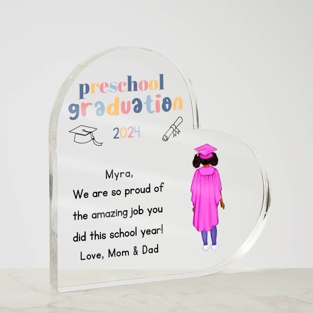 Personalized Preschool Graduation Heart Plaque Gift