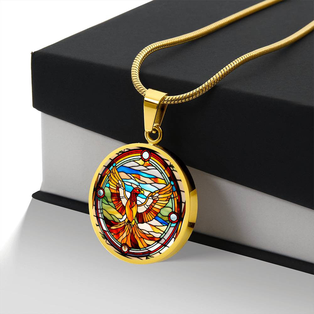 Rising Phoenix Engraved Pendant Necklace