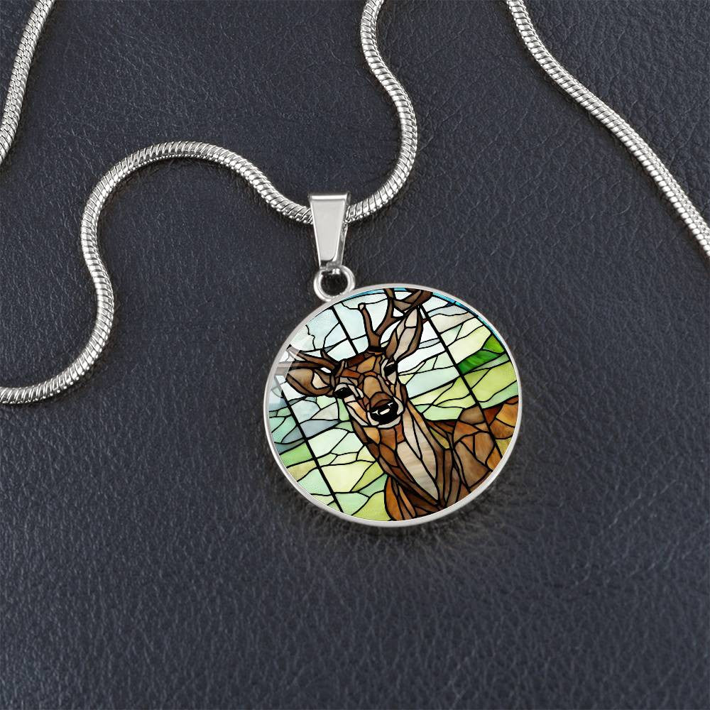 Deer Faux Stained Glass Necklace or Charm Bracelet
