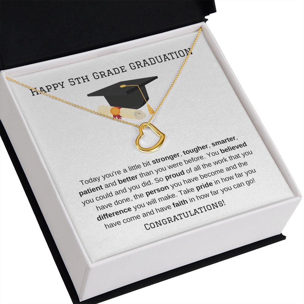5th Grade Graduation Gold Delicate Heart Necklace-FashionFinds4U