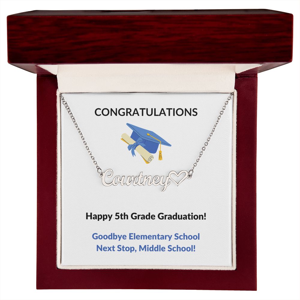 5th Grade Graduation Heart Name Necklace-FashionFinds4U
