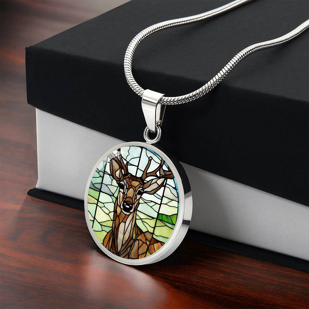 Deer Faux Stained Glass Necklace or Charm Bracelet