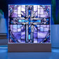Pink and Blue Cross Stained Class Look Acrylic Plaque Bedside Lamp