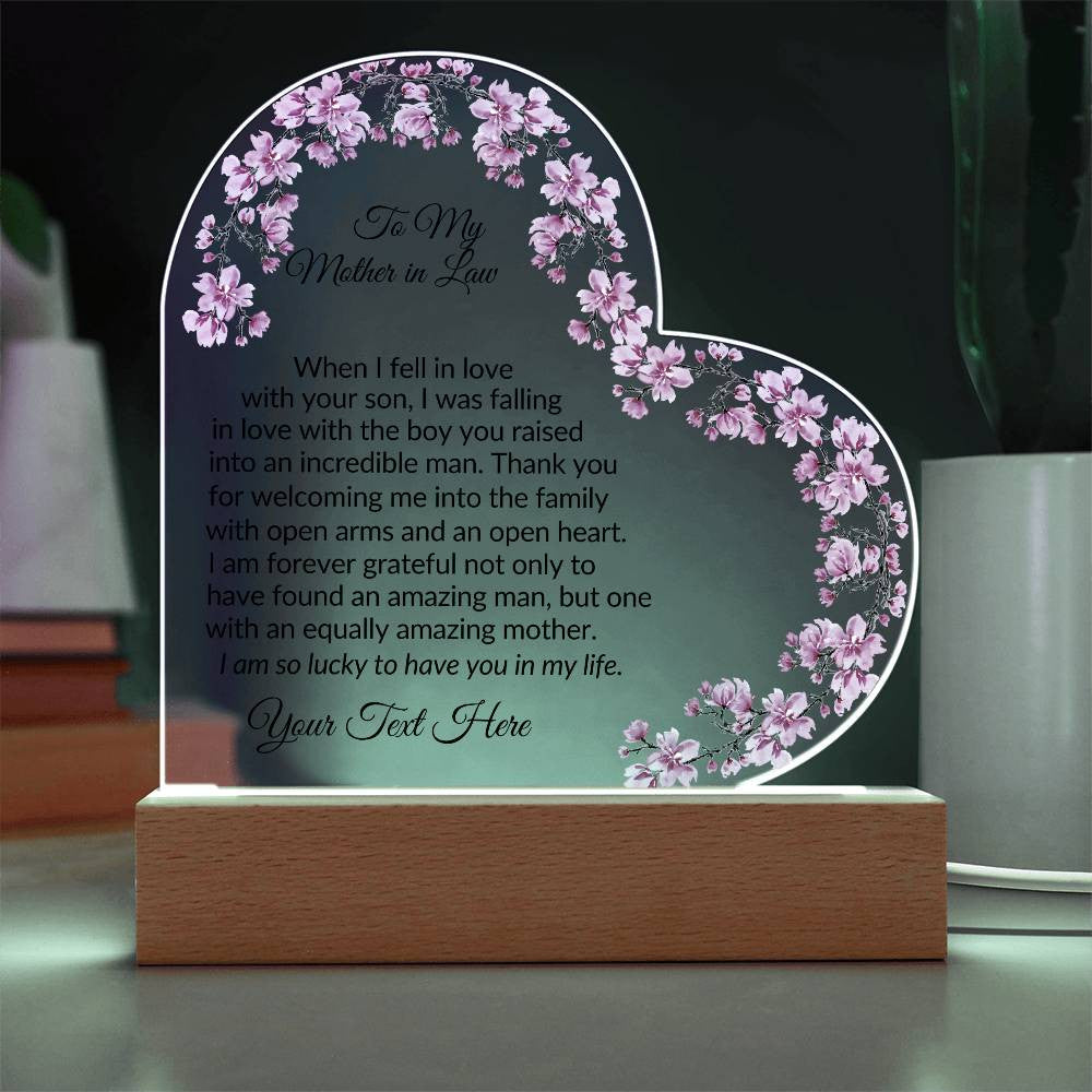 Mother in Law Led Heart Plaque