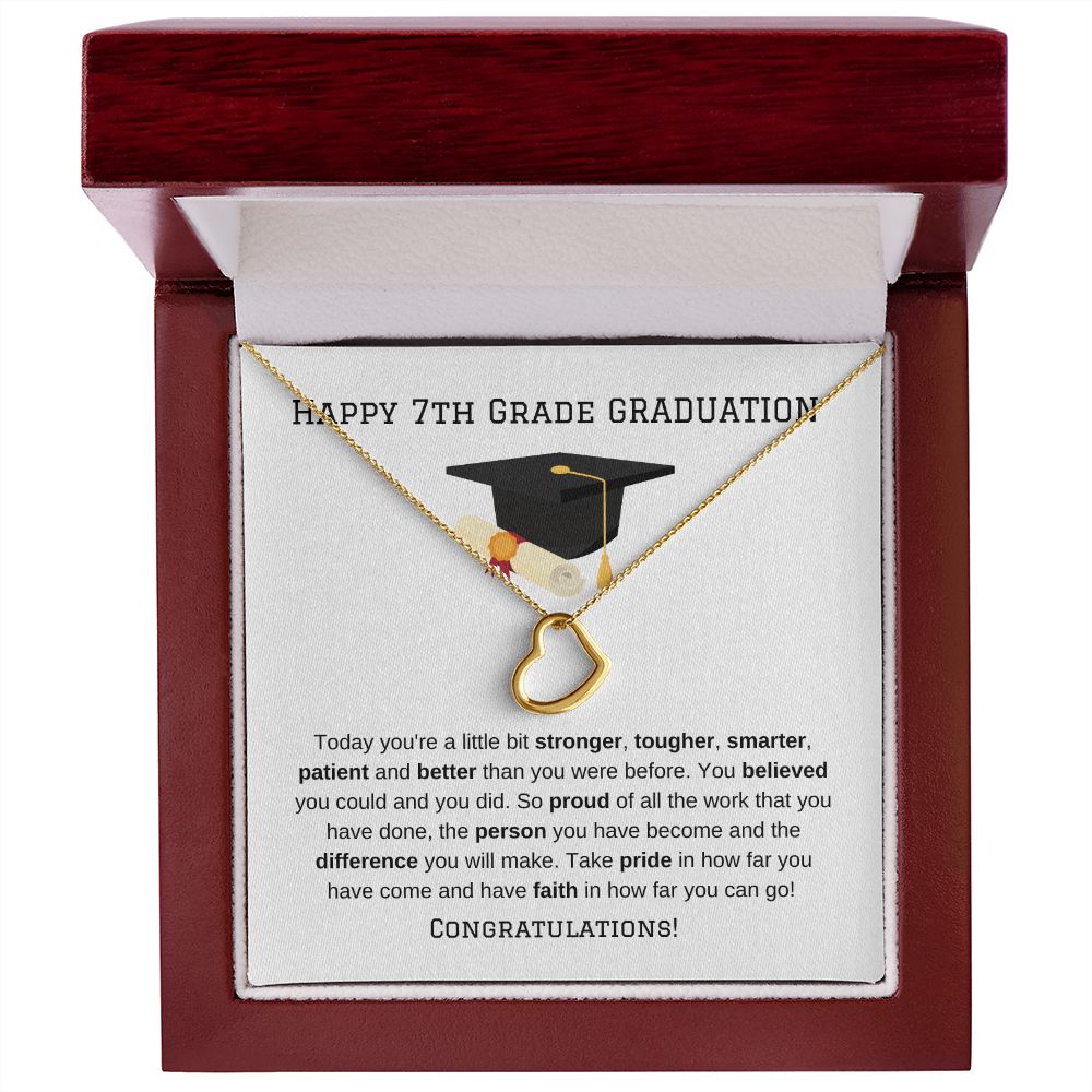 7th Grade Graduation Gold Delicate Heart Necklace-FashionFinds4U