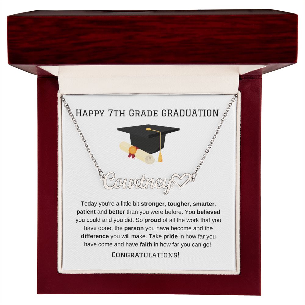 7th Grade Graduation Heart Name Necklace-FashionFinds4U