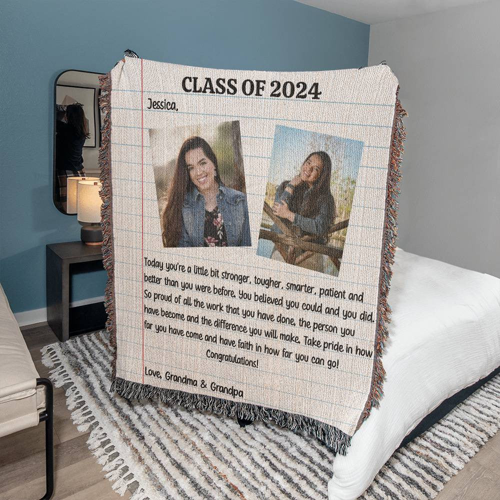 Personalized Graduation Heirloom Woven Blanket Gift for Grad