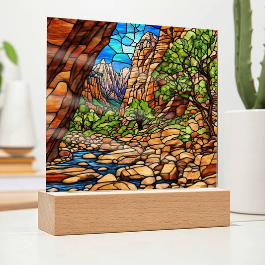 Zion Natural Park Faux Stained Glass Acrylic Art Print