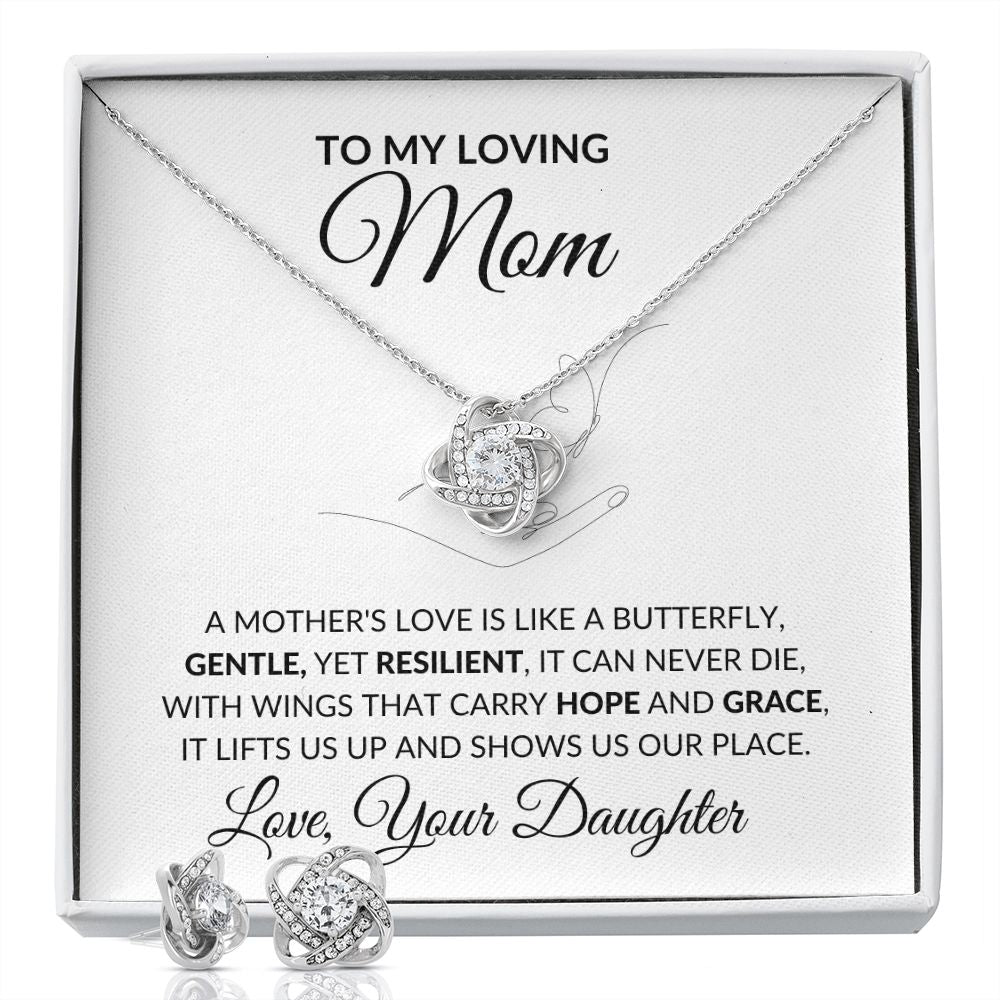 A Mother's Love Is Like A Butterfly Knot Necklace Earring Gift-FashionFinds4U