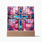 Pink and Blue Cross Stained Class Look Acrylic Plaque Bedside Lamp