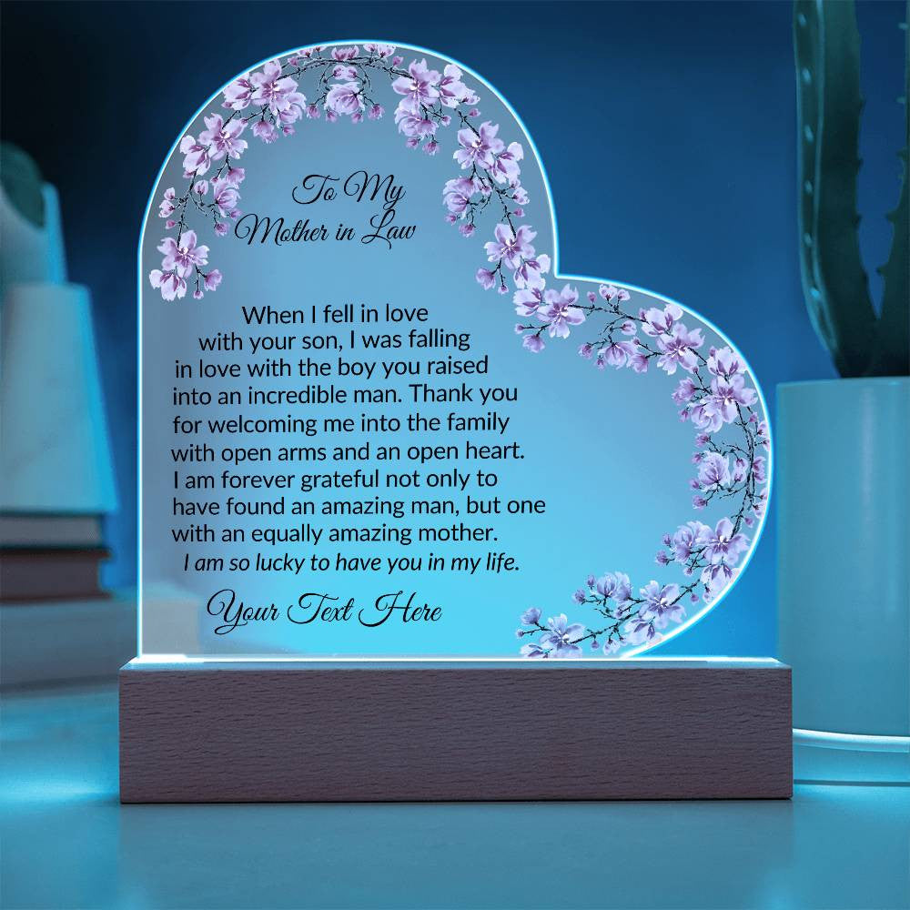 Mother in Law Led Heart Plaque