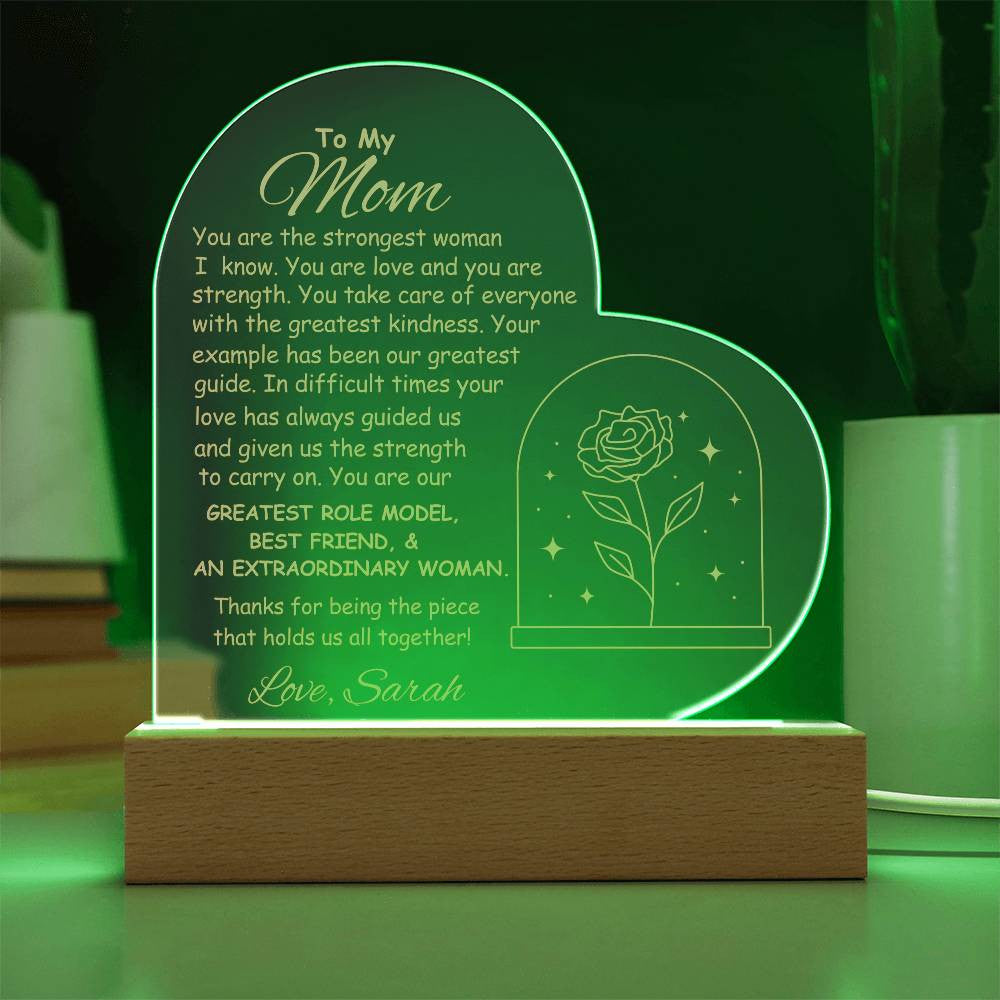 Mom Acrylic Heart Plaque Gift from Son Daughter