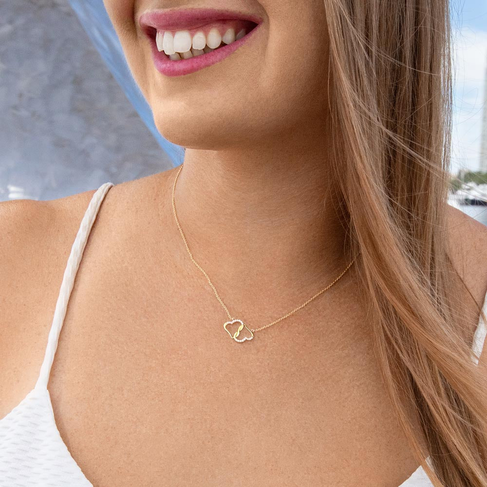 Amazing Mom - Through Joys and Tears - 10K Infinity Heart Necklace with Diamonds-FashionFinds4U