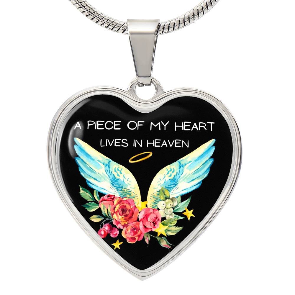 A Piece of My Heart Lives in Heaven Heart Necklace