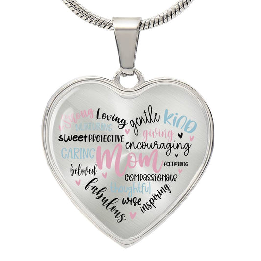 Mom Engraved Heart Necklace