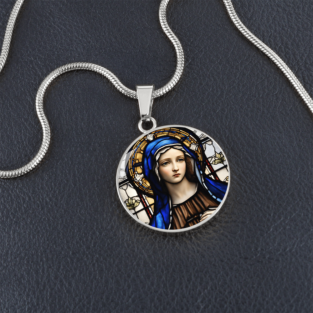 Virgin Mary Engraved Necklace