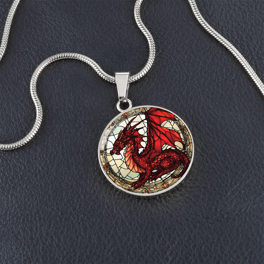 Red Dragon Engraved Necklace