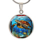 Sea Turle Engraved Necklace