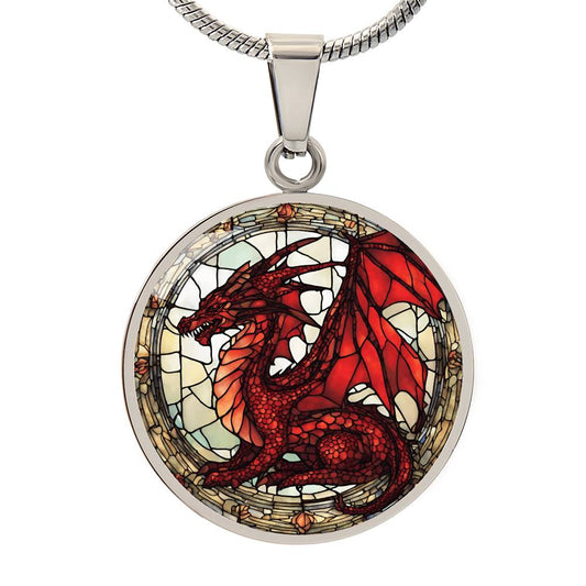 Red Dragon Engraved Necklace