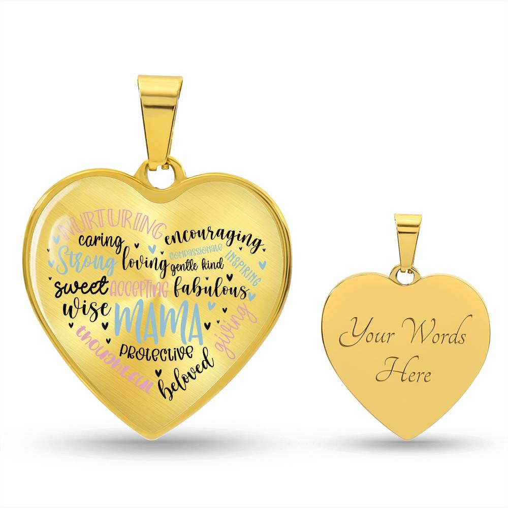 Mama Engraved Heart Necklace