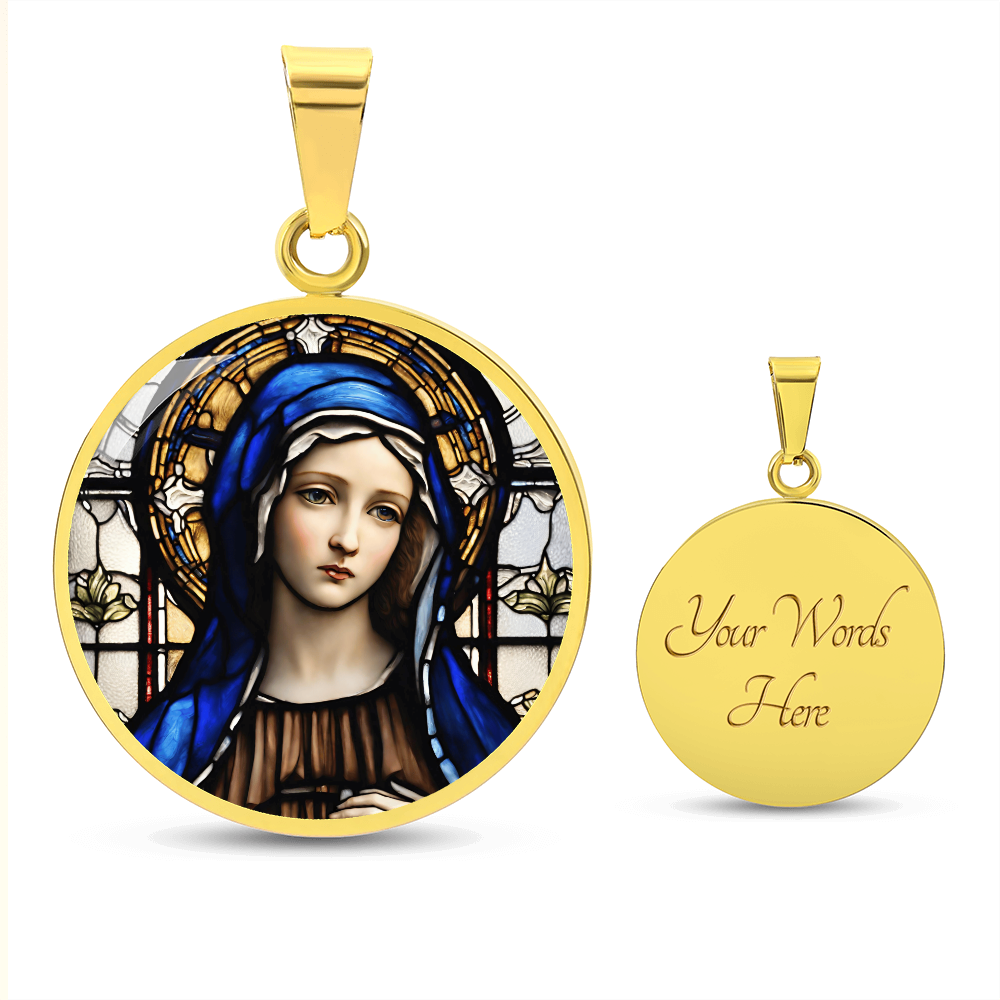Virgin Mary Engraved Necklace