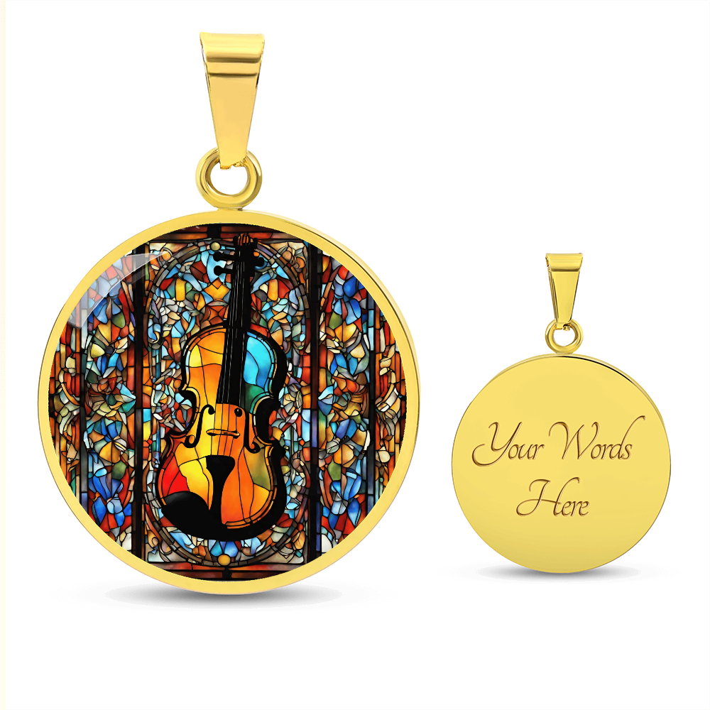 Violin Engraved Necklace