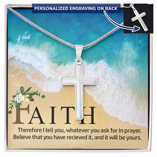Faith Engraved Cross Necklace Gift