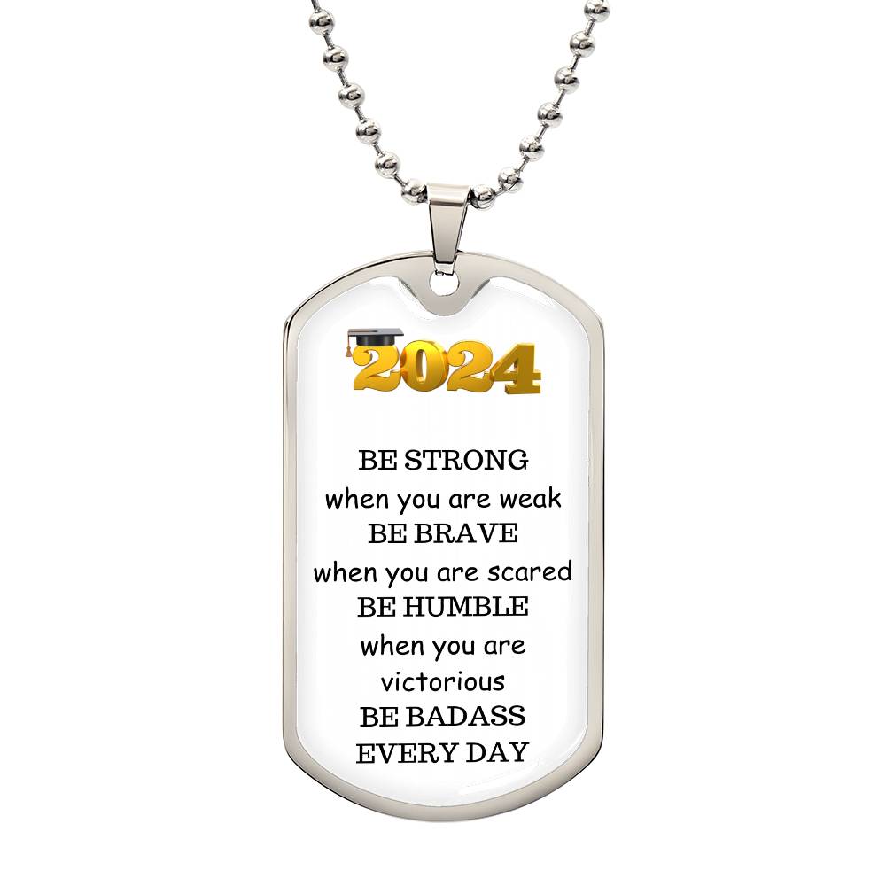 Class of 2024 Engraved Military Style Graduation Necklace Gift for Him