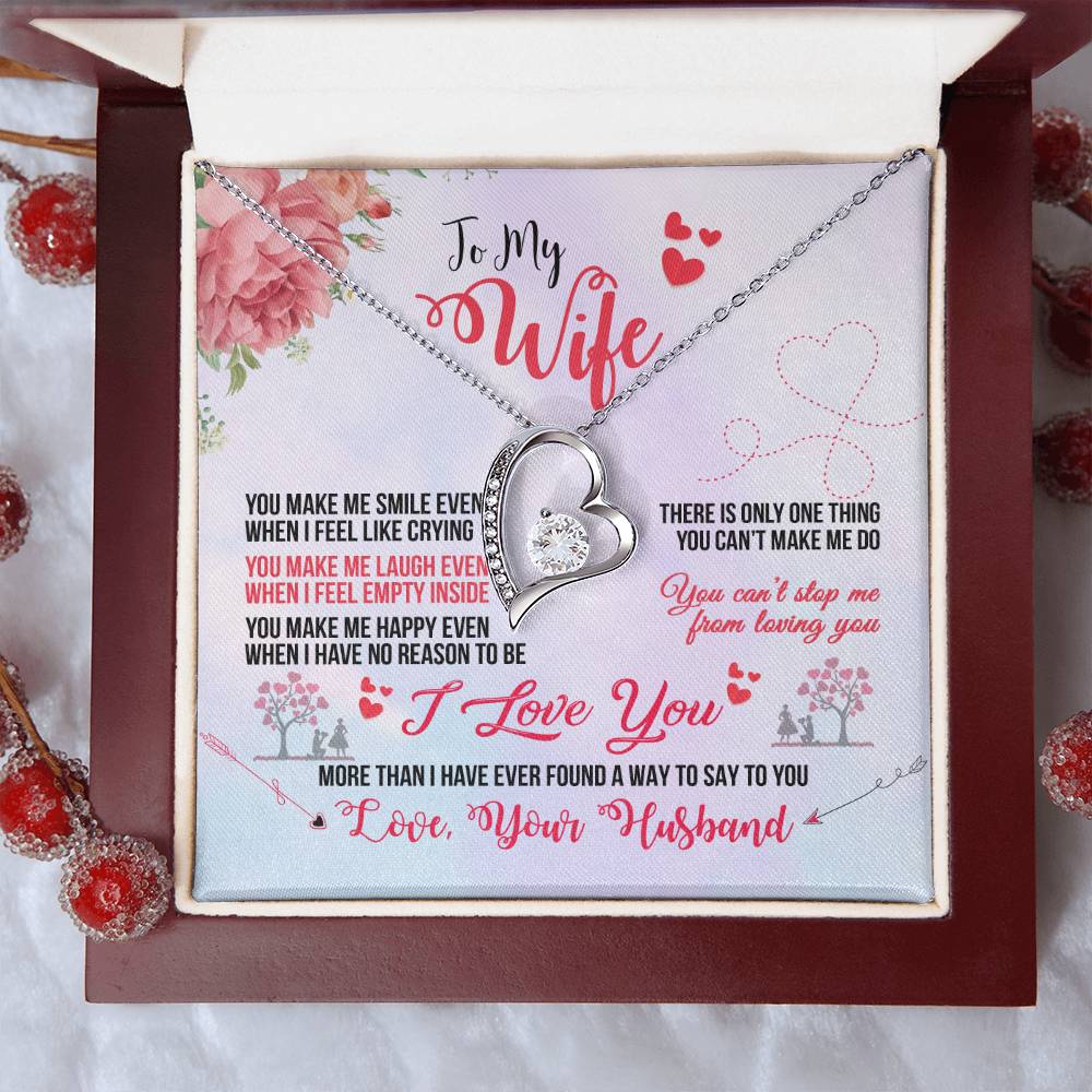 Wife You Make Me Smile Heart Necklace Gift