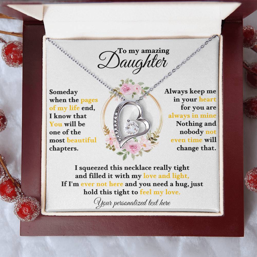 To My Daughter  - Love and Light - Personalized Heart Necklace Gift